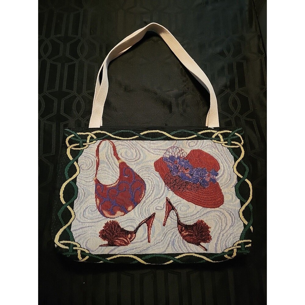 Red Hat Society Paint the Town Red Tapestry Shoulder Tote Bag Lined Made in USA